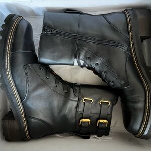 See By Chloe Black Leather Combat Boots